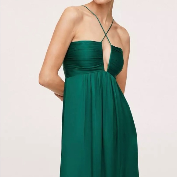 Mango occasion halterneck maxi dress in green size 04. Never Worn - Picture 2 of 5